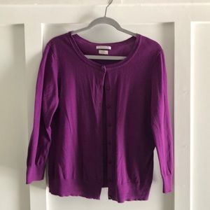 Purple cardigan with 3/4 sleeves